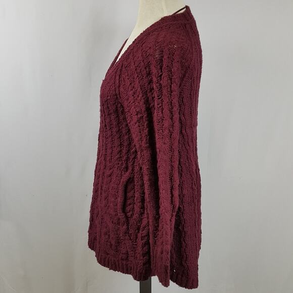 Free People burgundy  knitted sweater sz S - Picture 2 of 4